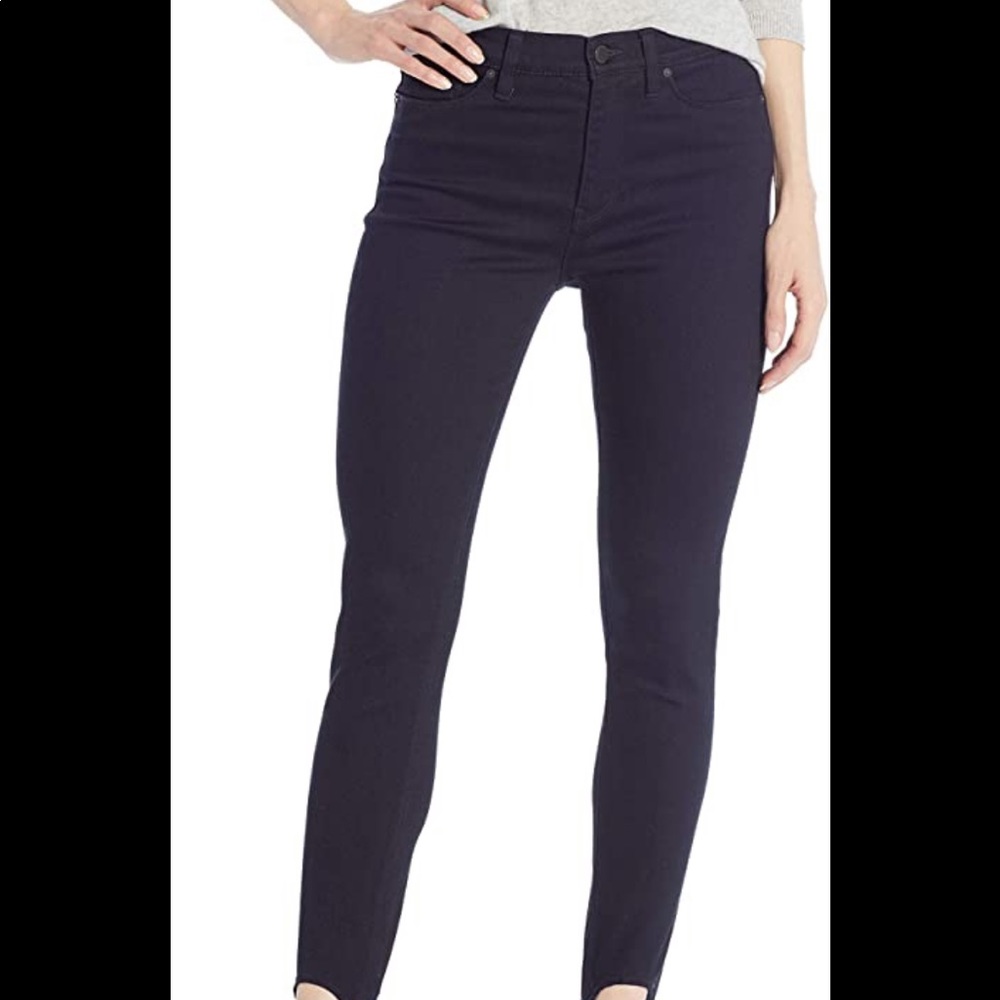 Dark navy Hudson jeans with Stirrup bottom
